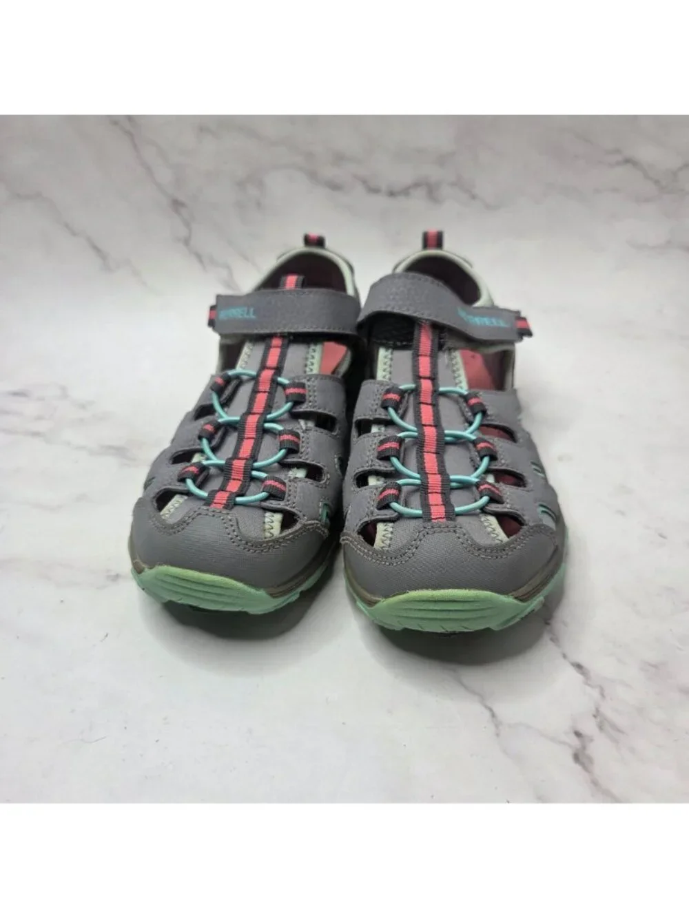 Merrell Hydro H2O Closed Toe Sandals Grey Teal Hiking Outdoors Youth Girls 5